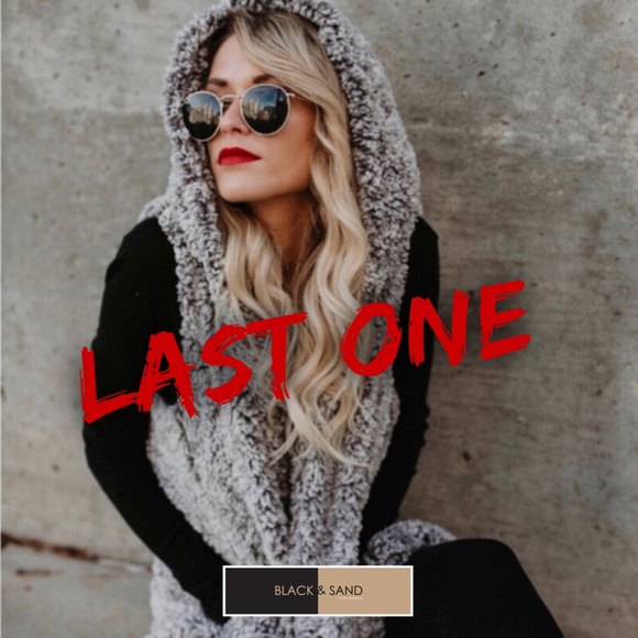 Jackets & Blazers - Yummy & Cozy!! Grey Two-Tone Sherpa Hooded Vest